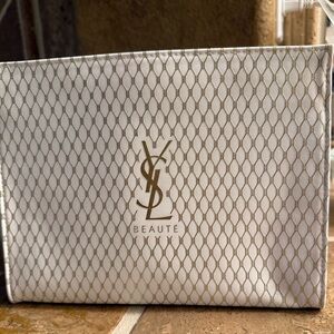 Saint Laurent White and Gold Cosmetic Bag